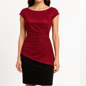 Enfocus Studio Asymmetrical Dress in Red and Black